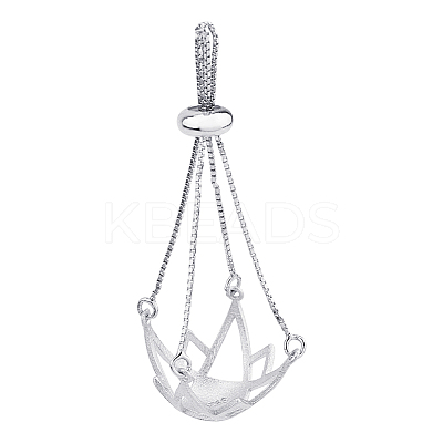 1Pc Rhodium Plated 925 Sterling Silver Bead Cage Pendant Mounting STER-HS0001-20P-1