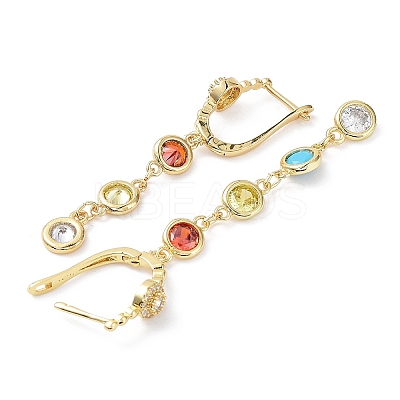 Colorful Cubic Zirconia Tassel Asymmetrical Earrings EJEW-B027-22G-1