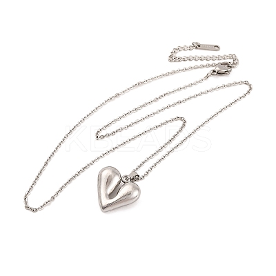 Non-Tarnish 304 Stainless Steel Heart Pendant Necklaces for Women EJEW-Z044-01P-1