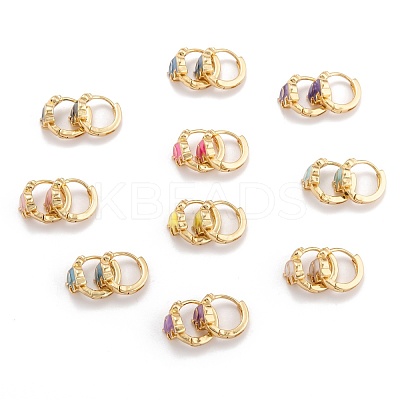 Brass Micro Pave Clear Cubic Zirconia Huggie Hoop Earrings EJEW-P187-D-1