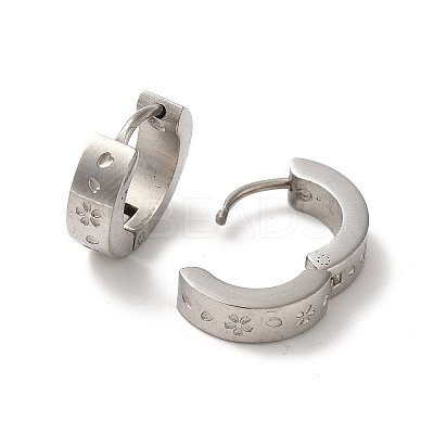 Non-Tarnish Flower 304 Stainless Steel Hoop Earrings EJEW-P255-07P-1