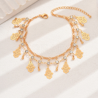 Bohemian Style Brass Rhinestone Charm Anklets YN3777-1