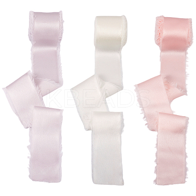 3 Rolls 3 Colors Polyester Frayed Fringe Ribbon OCOR-TA0001-55A-1