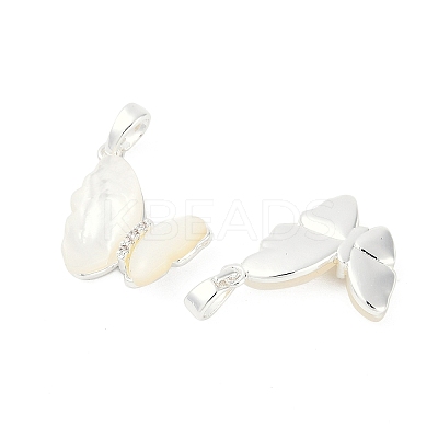 Natural White Shell Butterfly Pendants KK-U043-25S-1