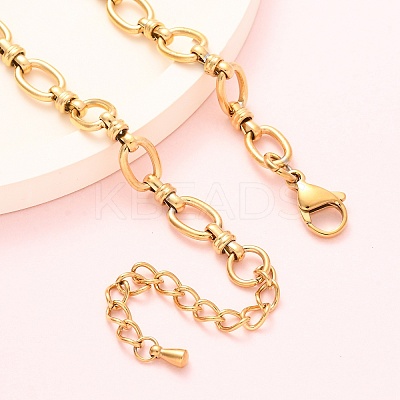 304 Stainless Steel Oval Link Chain Anklets AJEW-A057-06G-1