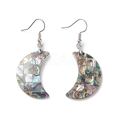 Abalone Shell/Paua Shell Dangle Earrings EJEW-F147-C15-1