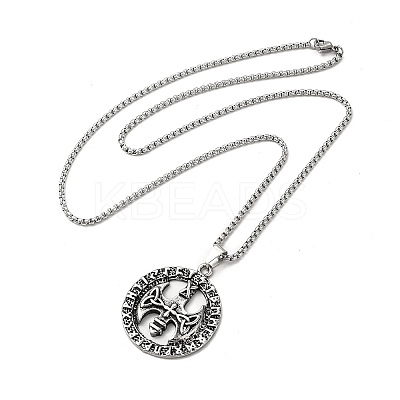 Alloy Sailor's Knot Pandant Necklace with Box Chains NJEW-K245-006-1