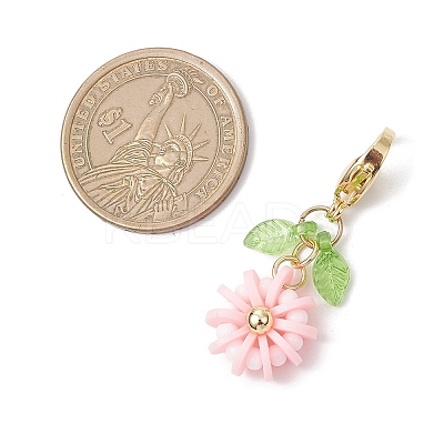 Flower Polymer Clay & Glass Pendants Decorations HJEW-MZ00327-04-1