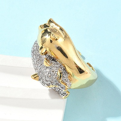 Brass Micro Pave Cubic Zirconia Rings RJEW-D307-04G-C-1