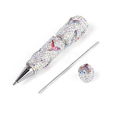 Fishtail Resin & Polymer Clay Pave Rhinestone Ball-Point Pen AJEW-T013-05A-1