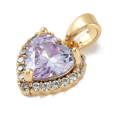 Brass Micro Pave Cubic Zirconia Charms KK-P283-24G-1
