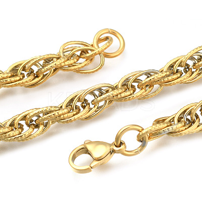 Ion Plating(IP) 304 Stainless Steel Rope Chain Bracelets BJEW-P235-18G-1