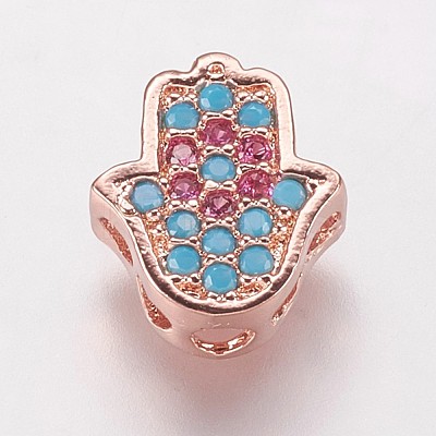 Brass Cubic Zirconia Beads KK-P134-06RG-1