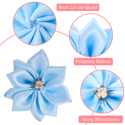 Polyester Rhinestones Flower for Ornament Appliques DIY Wedding FIND-WH20001-76A-1