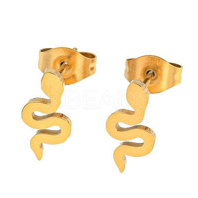 304 Stainless Steel Snake Stud Earring & Necklace Sets for Women SJEW-P003-02G-1