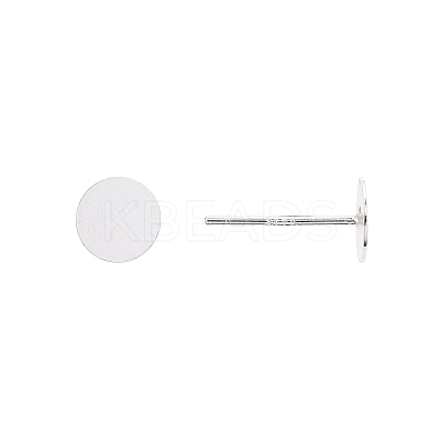 925 Sterling Silver Round Flat Pad Stud Earring Findings STER-T002-201S-1