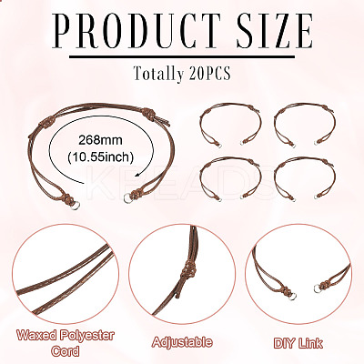 20Pcs Waxed Polyester Cord Bracelet Making AJEW-TAC00100-1