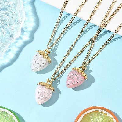 3Pcs Acrylic Rhinestone Pendant Necklaces NJEW-JN05442-1