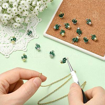 16Pcs 2 Colors Alloy Enamel Cactus Charms ENAM-CJ0007-47-1