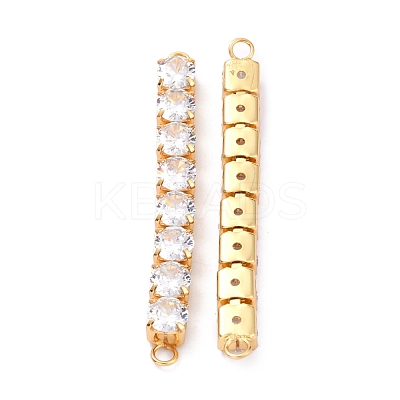 Brass Clear Round Cubic Zirconia Links Connectors ZIRC-G170-23A-G-1