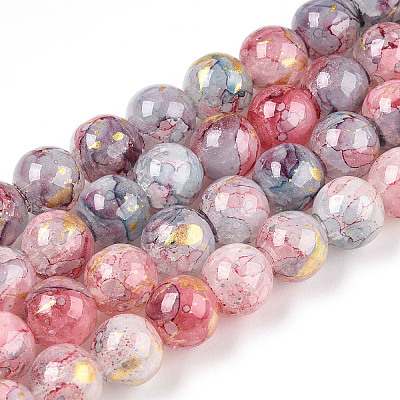 Baking Paint Crackle Glass Bead Strands DGLA-R053-05K-A-1