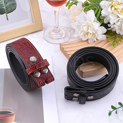 2Pcs 2 Colors Cowboy Theme Cowhide Floral Embossed Corset Belts AJEW-CL0002-12B-1