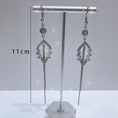 Exaggerated Clear Cubic Zirconia Tassel Dangle Earrings RO8227-1-1