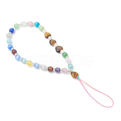 Heart Cat Eye Mobile Straps HJEW-JM03427-01-1