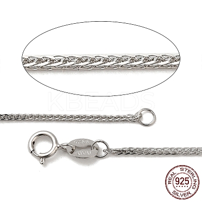 Anti-Tarnish Rhodium Plated 925 Sterling Silver Wheat Chains Necklace for Women STER-I021-03A-P-1