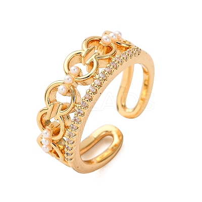 Brass Micro Pave Cubic Zirconia Cuff Rings RJEW-A082-01G-1