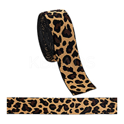 6 Yards Leopard Pattern Polyester Ribbons OCOR-PH0007-68-1
