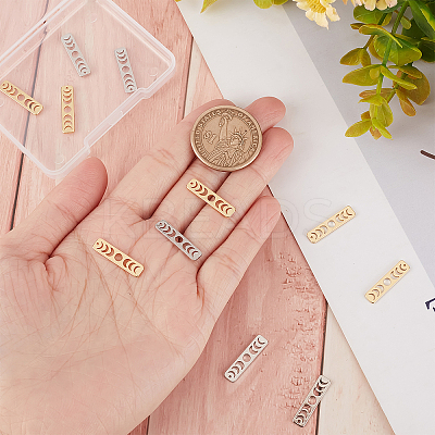 16Pcs 2 Colors Brass Moon Phase Bar Pendants KK-BBC0004-44-1