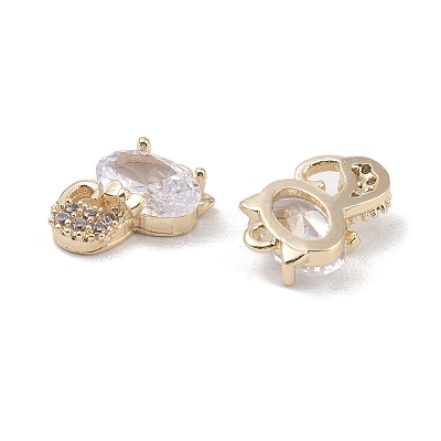 Brass Micro Pave Clear Cubic Zirconia Pendants KK-K351-31G-1