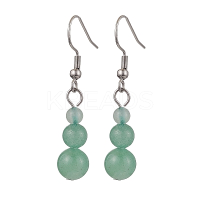 3 Pairs 3 Styles Natural Malaysia Jade & Green Aventurine & Tiger Eye Dangle Earrings EJEW-JE06131-1