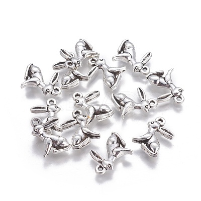 Tibetan Style Alloy Rabbit Pendants TIBEP-1437-AS-LF-1