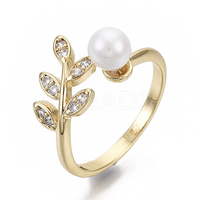 Brass Micro Pave Clear Cubic Zirconia Cuff Finger Rings X-RJEW-N030-002-NF-1
