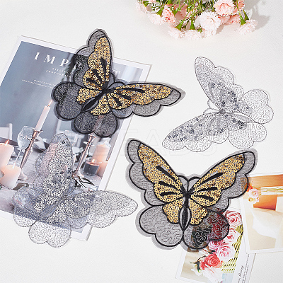 12Pcs 2 Style Butterfly Gauze Embroidery Ornaments Accessories PATC-GF0001-11-1
