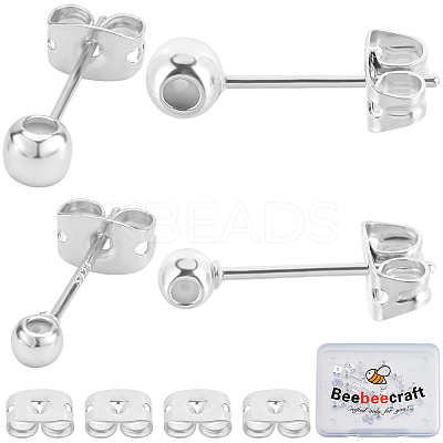 20Pcs 2 Style Brass Stud Earring Findings EJEW-BBC0001-24S-1
