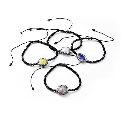 Faceted Rondelle Glass Braided Bead Bracelets BJEW-JB04808-M-1