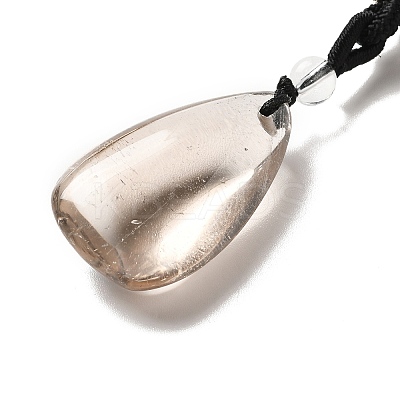 Natural Smoky Quartz Nuggets Pendant Necklace with Polyester Cord for Women G-H285-05A-1