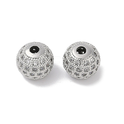 Brass Pave Clear Cubic Zirconia Beads KK-Q030-12P-1