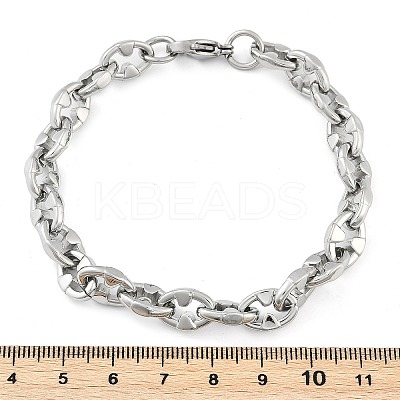 304 Stainless Steel Oval Link Chain Bracelets for Women Men BJEW-F488-48A-P-1