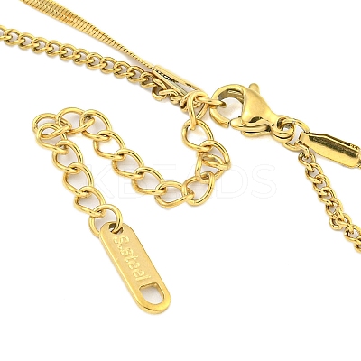 Ion Plating(IP) 304 Stainless Steel Pave Clear Cubic Zirconia Column Double Layer Rectangle Pendant Necklaces LS-NJEW-S426-03G-1