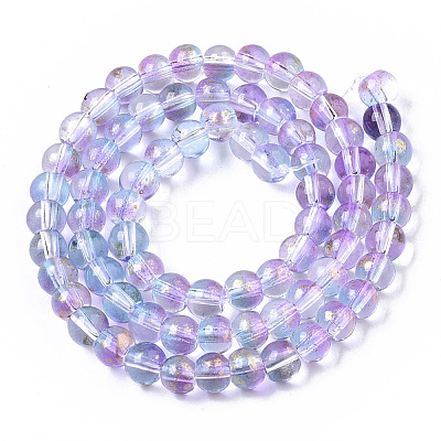 Transparent Spray Painted Glass Bead Strands GLAA-N035-03B-B05-1