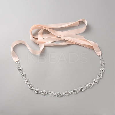 Metal Full Crystal Rhinestone Horse Eye Bridal Waist Belts for Wedding Dress AJEW-WH20080-65D-S-1