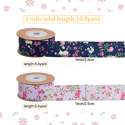 2 Rolls 2 Colors Polyester Ribbon SRIB-GF0001-19-1