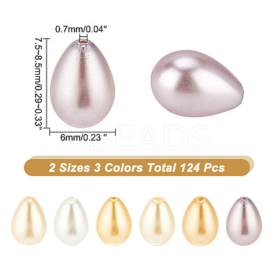124Pcs 6 Styles Glass Imitation Pearl Beads GLAA-AR0001-65-1