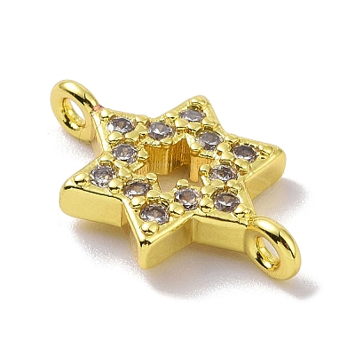Real 18K Gold Plated Brass Micro Pave Cubic Zirconia Connector Charms KK-L209-047G-02-1