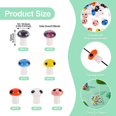 28Pcs 7 Colors Handmade Porcelain Beads PORC-TA0001-23-1