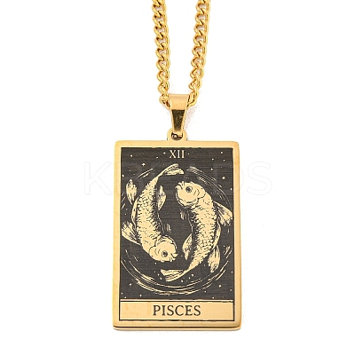 304 Stainless Steel Tarot Pendant Necklaces NJEW-A026-01G-12-1